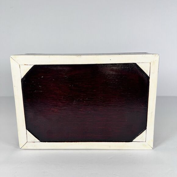 VTG Handcrafted Wooden Trinket Box Inlayed with Mother of Pearl/Abalone 1950's - Picture 10 of 13